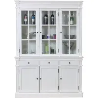 Ebuy24 Mozart 3-deurs vitrinekast in antiek wit, antiek gepatineerd. Breedte 142 cm, hoogte 200 cm.