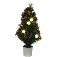 Everlands Kunst kerstboom - fiber - met verlichting - 90 cm - Kunstkerstboom