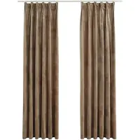vidaXL Gordijnen verduisterend 2 st met haken 140x245 cm fluweel beige