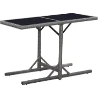 vidaXL Tuintafel 110x53x72 cm glas en poly rattan zwart
