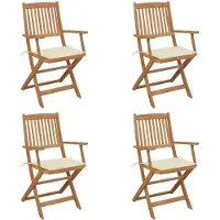 vidaXL Tuinstoelen 4 st inklapbaar met kussens massief acaciahout