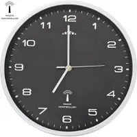 vidaXL Wandklok met quartz uurwerk radiogestuurd 31 cm zwart