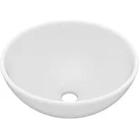 vidaXL Wastafel rond 32,5x14 cm keramiek matwit