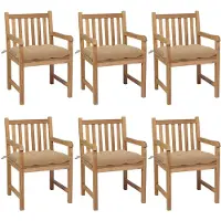 vidaXL Tuinstoelen 6 st met beige kussens massief teakhout