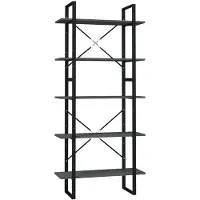 vidaXL Boekenkast met 5 schappen 80x30x175 cm bewerkt hout grijs