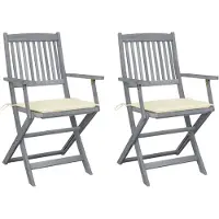 vidaXL Tuinstoelen 2 st inklapbaar met kussens massief acaciahout
