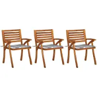 vidaXL Tuinstoelen 3 st met kussens massief acaciahout