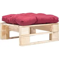 vidaXL Tuinpoef met rood kussen pallet hout naturel