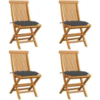 vidaXL Tuinstoelen 4 st met antracietkleurige kussens massief teakhout