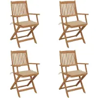 vidaXL Tuinstoelen 4 st inklapbaar met kussens massief acaciahout