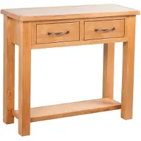 vidaXL Wandtafel met 2 lades 83x30x73 cm massief eikenhout