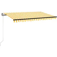 vidaXL Luifel automatisch met LED en windsensor 400x350 cm geel en wit