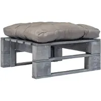 vidaXL Tuinhocker met grijs kussen pallet hout grijs