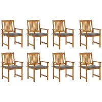 vidaXL Tuinstoelen 8 st met kussens massief acaciahout