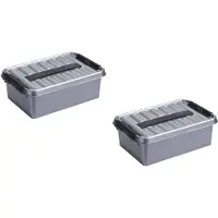 Sunware 2x stuks metallic/zwarte bewaardoosjes/opberg baskets 12 liter - Opbergbox