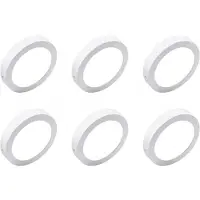 BES LED LED Downlight 6 Pack - Opbouw - 12W - Helder/Koud Wit 6000K - Rond - Mat Wit - Aluminium - Ø170mm