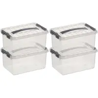 Sunware 4x Kunststof stapelbare opbergbak 6 liter 30 cm - Opbergbox