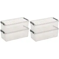 Sunware 4x Kunststof stapelbare opbergbak 9,5 liter 48,5 x 19 x 14,7 cm - Opbergbox