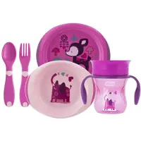 Chicco eetset junior 16 cm roze 5-delig