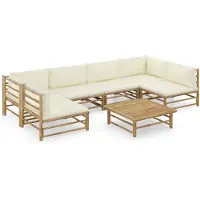 vidaXL 7-delige Loungeset met crèmewitte kussens bamboe