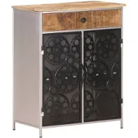 vidaXL Dressoir 60x35x75 cm ruw mangohout en ijzer