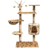 vidaXL Kattenkrabpaal met sisal krabpalen 125 cm pootafdrukken beige