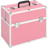 vidaXL Make-up koffer 38x23x34 cm aluminium roze