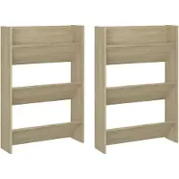vidaXL Wandschoenenkasten 2 st 60x18x90 cm spaanplaat sonoma eiken