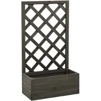 vidaXL Trellis Plantenbak - Massief Vurenhout, Grijs, 50 x 25 x 90 cm
