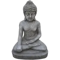Stone Lite Tuinbeeld Boeddha Zittend M 27x20x40cm Grijs grijs Polyresin