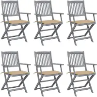 vidaXL Tuinstoelen 6 st inklapbaar met kussens massief acaciahout