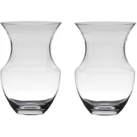 Bellatio Set Van 2x Stuks Luxe Stijlvolle Bloemenvaas/bloemenvazen 26.5 X 18 Cm Transparant Glas - Vazen