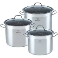 KINGHOFF 3 GROTE PANNENSET KINGHOFF, Pan + steelpan, Zilver