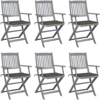 vidaXL Tuinstoelen 6 st inklapbaar met kussens massief acaciahout