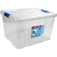 Hega hogar Opbergbox - met deksel - 42 x 35 x 25 cm - 25 Liter - Opbergbakken - Transparant - Opbergbox