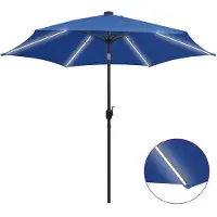 vidaXL Parasol met LED-verlichting en aluminium paal 300 cm azuurblauw
