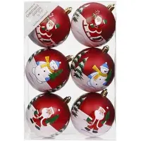 Merkloos 12x Kunststof kerstballen met kerstmannen en sneeuwpoppen 8 cm - Kerstbal