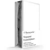 Romanette Topper Hoeslaken Wit (Katoen)-100 x 200 cm