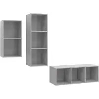 vidaXL 3-delige Tv-meubelset bewerkt hout betongrijs