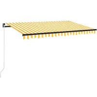 vidaXL Luifel handmatig uittrekbaar 400x350 cm geel en wit