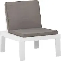 vidaXL Loungestoel met kussen kunststof wit