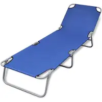 vidaXL ligstoel inklapbaar met verstelbare rugleuning blauw