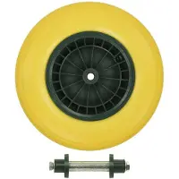 Pricenet Kruiwagenwiel As 20 Mm Pu/kunststof 16 Inch Geel/zwart