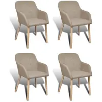vidaXL Eetkamerstoelen met eikenhouten poten stof beige 4 st online kopen
