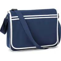 Bagbase Retro schooltas/laptoptas met verstelbare schouderband navy/wit - Schoudertas
