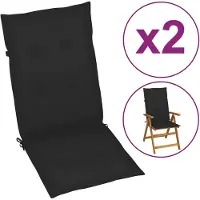 vidaXL Tuinstoelkussens 2 st hoge rug 120x50x3 cm stof zwart