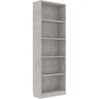 vidaXL Boekenkast met 5 schappen 60x24x175 cm bewerkt hout betongrijs