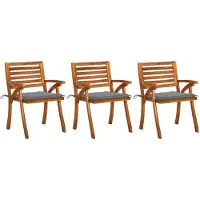 vidaXL Tuinstoelen 3 st met kussens massief acaciahout