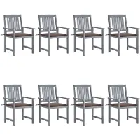 vidaXL Tuinstoelen 8 st met kussens massief acaciahout grijs