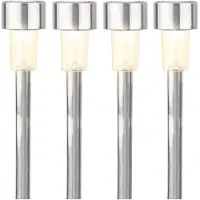 Lumineo 8x Buitenlampen/tuinlampen 36 cm RVS zilver op steker warm wit - Prikspotjes